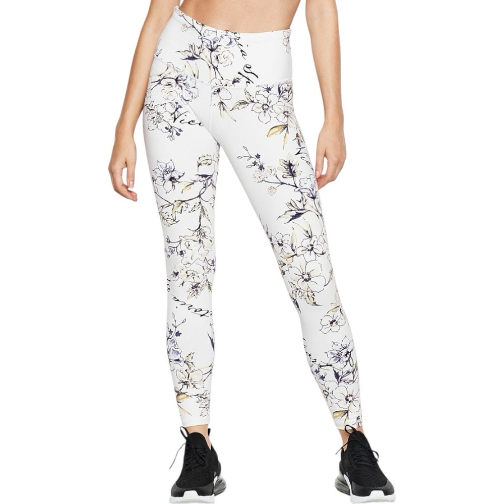 NWT Victoria’s Secret Sport White Floral Knockout Tights Leggings X-Large XL